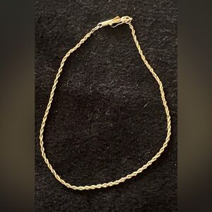 10K gold rope chain bracelet size 8 1/2